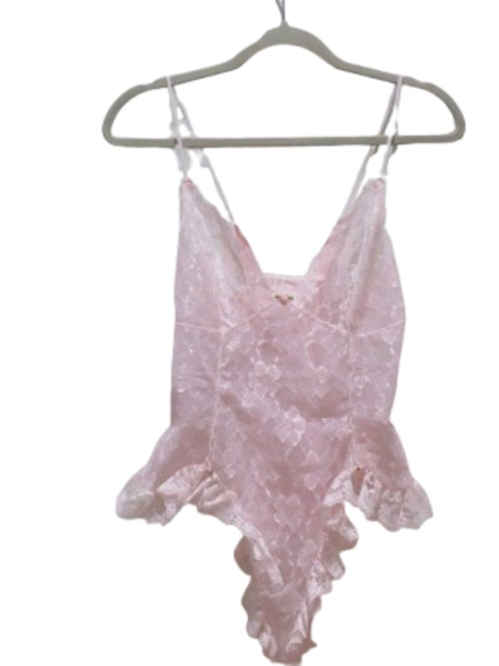 VINTAGE TOSCA LINGERIE Soft Pink Lace Teddy Bodysuit Medium Coquette Romantic